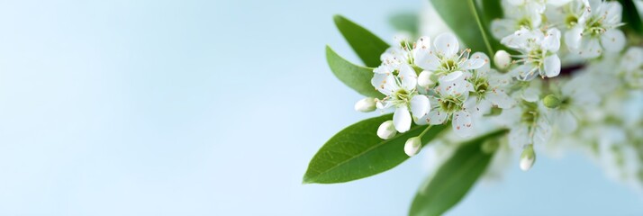 Obraz premium White flower with green leaves