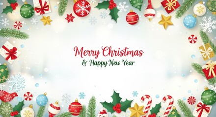 Fototapeta premium Festive holiday celebration christmas and new year greetings digital artwork cheerful atmosphere vibrant colors seasonal decor concept