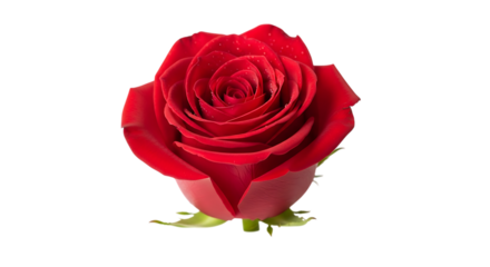 Beautiful red rose bud close up isolated on transparent background