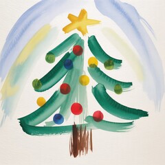 Merry Christmas watercolor trees collection Happy New Year card, posters.
