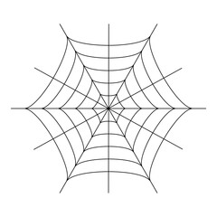 Fototapeta premium Spider web, symmetrical design, black and white illustration, minimalist,geometric pattern, radial structure, vector graphic,