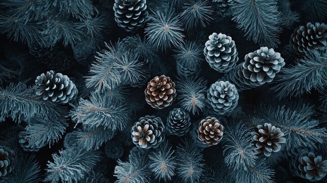 Aerial View of Pinecone Winter Forest - Powered by Adobe