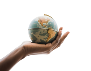 Hand Holding a Small Globe Isolated for Education, Travel, and Global Concepts