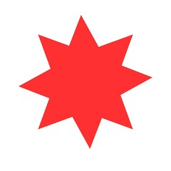 Fototapeta premium Vibrant red eight pointed star shape isolated on a clean white background