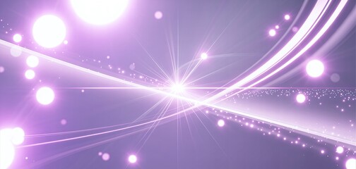 Abstract Purple Radiance: Ethereal Light Beams and Sparkling Orbs""
