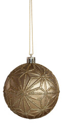Naklejka premium Gold Christmas tree ornament hanging from a chain
