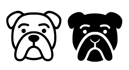 Minimalist icon, bulldog vector, black and white, outline and silhouette