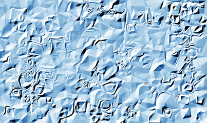 Abstract blue crumpled paper background with sharp low-poly folds creating a dynamic texture for digital design and backgrounds, branding, and creative visual layouts.