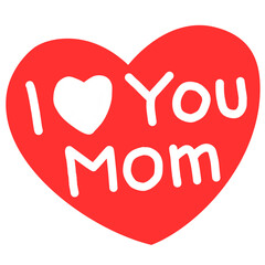 I Love You Mom lettering in heart vector, Happy Mothers Day brush calligraphy, Mother's Day promotion, T-shirt mockup