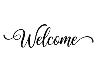 Elegant Welcome Script Calligraphy Vector Isolated on White Background