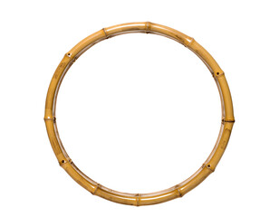 Obraz premium Natural Circular Bamboo Frame Isolated on a Clean Background, Highlighting Eco-Friendly Design and Organic Textured Aesthetics
