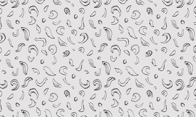  Tail dog Seamless pattern doodle vector black line art 