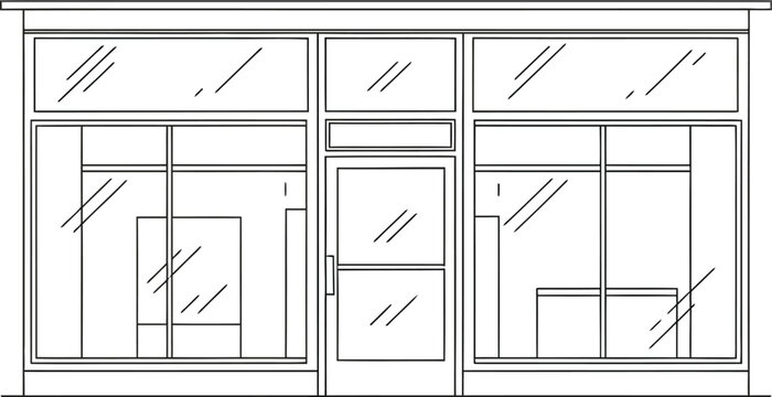Storefront shop building facade architecture retail business entrance glass