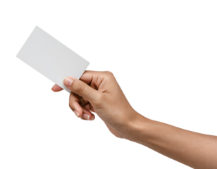 Hand Holding a Blank Paper Card, Isolated on a Clean Background, Perfect for Custom Text, Messages, or Design Mockups