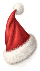 Red santa claus hat isolated.