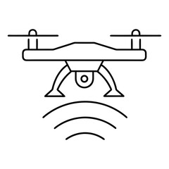 Smart Farming Drone Outline Vector Illustration Transparent Background