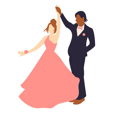 Couple dancing prom flat