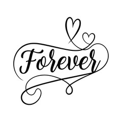 Elegant Script Forever Lettering with Heart Flourishes