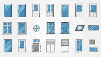 Collection of various door and window designs for architectural applications