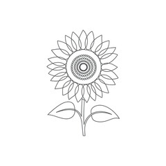 Single rose flower continuous line romantic floral tattoo outline vector illusration