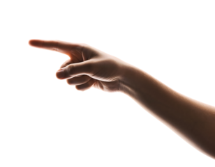 Expressive Human Hand Gesturing to the Side in a Clean Isolated Cutout for Directional and Instructional Designs