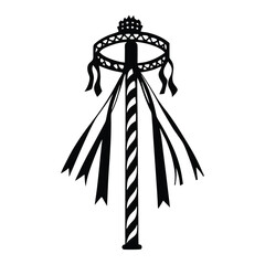 Vector Maypole Icon with Ribbons and Crown