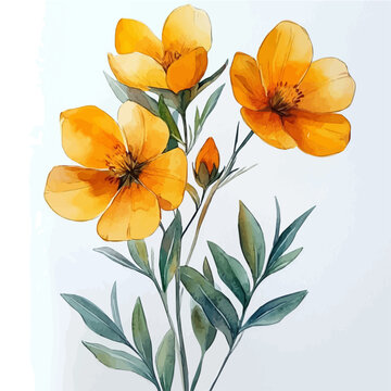 Wallflower Flower, watercolor vector depicting playful antics, isolated on a white background.
