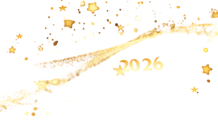 Golden stream and stars with the year 2026 on a black background for new year celebration theme