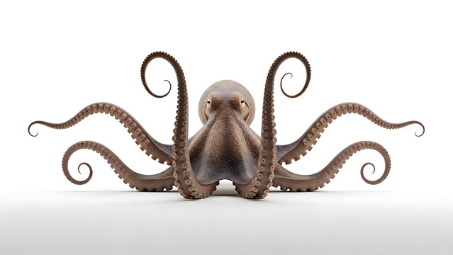Captivating Close-Up of a Majestic Octopus Against a White Background