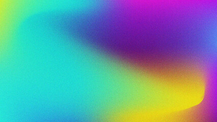 Vibrant abstract gradient background with a grainy texture featuring a smooth blend of bright turquoise purple yellow and pink colors