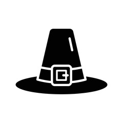 “Pilgrim Hat Icon – Thanksgiving Tradition Silhouette Vector”

