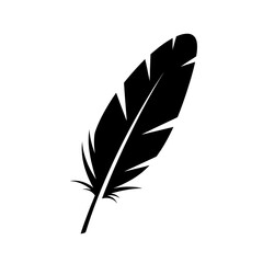 Obraz premium “Feather Icon – Bird Quill Silhouette Vector Illustration” 