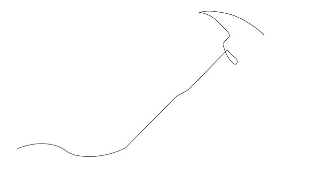 Continuous Single Line Drawing Animation of hammer, Minimalist Monoline Construction Tool Icon, Hand Hammer Simple Linear Vector Illustration on White Background