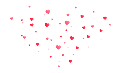 Hearts confetti isolated. Flying Hearts PNG