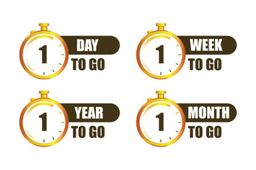 Time unit countdown. Day week month. Year progress vector. Goal achievement concept.