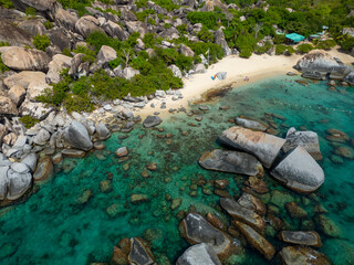 aerial view devil's bay virgin gorda, british virgin island