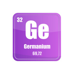 Germanium chemical element tile. Atomic number thirty two. Ge sign Vector icon. Purple violet square shape.