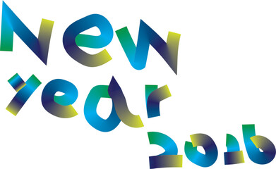 Colorful new year 2016 text with gradient effect on white background