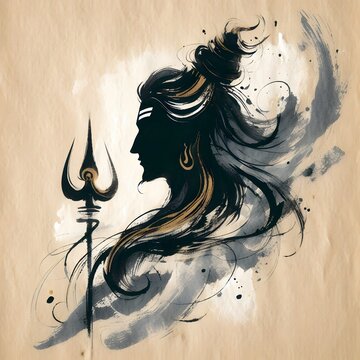abstract watercolor art of lord shiva