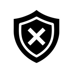 Bold X Symbol Shield Icon Strong Protective Mark Modern Clean Design Line Art Vector illustration