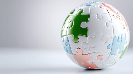 Puzzle Globe Assembled on White Background