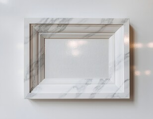 Elegant White Marble Photo Frame with Subtle Gray Veining, Isolated on a Clean Background to Showcase Luxurious and Timeless Design