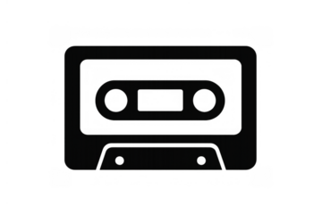 Audio cassette icon symbolizing retro music, vintage sound, nostalgia, and classic analog recording technology