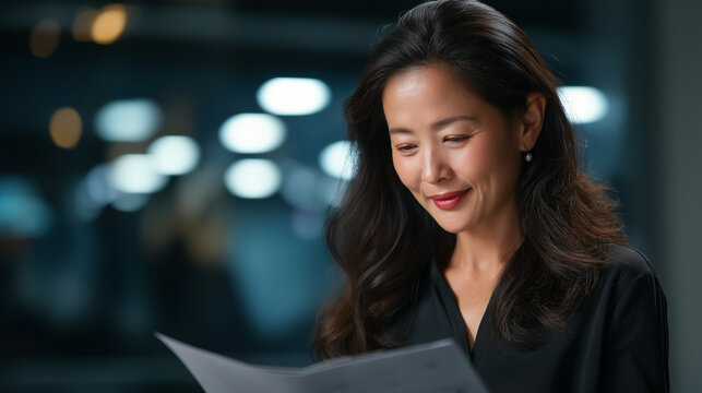 Expert Asian woman reviewing data and costing analysis managerial account preparation monthly cost variance report income tax audit process ESG budget control ERP service