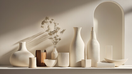 Cloud dancer ceramic pottery vases neutral tones home decor shelf display product shot studio colour of the year 2026