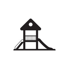 Playground Icon Silhouette Illustration. Children Vector Graphic Pictogram Symbol Clip Art. Doodle Sketch Black Sign.