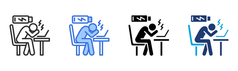 Burnout icon Multi Style Vector Illustration