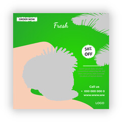 Fresh coconut social media post template 