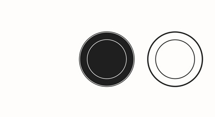 Minimalist illustration of three sets of plate silhouettes, Symbolizing minimal dining elegance, flat vector design.