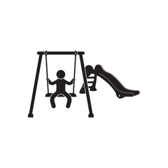 Playground Icon Silhouette Illustration. Children Vector Graphic Pictogram Symbol Clip Art. Doodle Sketch Black Sign.